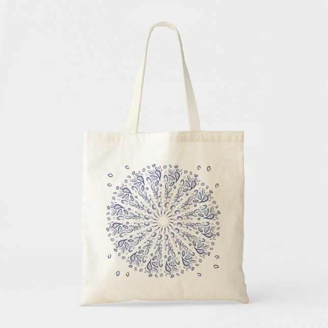 Bolsa Tote Padrão de mandala azul (Frente)