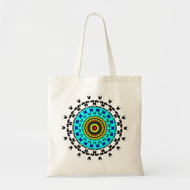 Bolsa Tote Padrão de Mandala Floral (Frente)