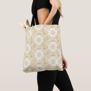 Bolsa Tote Padrão de Mandala Floral de Luxo Elegante