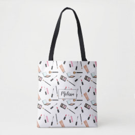Bolsa Tote Padrão de Maquiagem Com Nome Personalizado