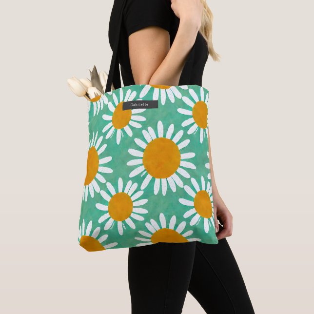 Bolsa Tote Padrão de Margarida Oversize (Close Up)