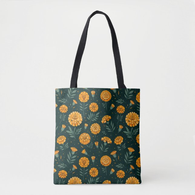 Bolsa Tote Padrão de Marigolds Vibrante (Frente)