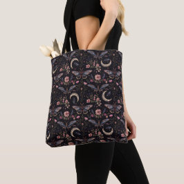 Bolsa Tote Padrão de Mariposas, Flores e Luas Lindas
