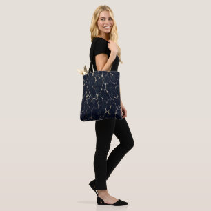 Bolsa Tote Padrão de Mármore Escuro Estilo de Tinta Álcool Ab
