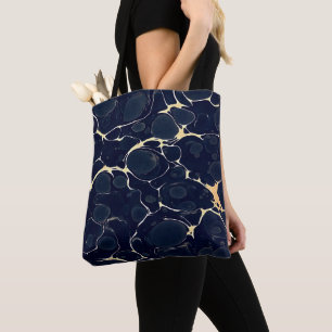 Bolsa Tote Padrão de Mármore Escuro Estilo de Tinta Alcoólica