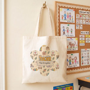 Bolsa Tote Padrão de material escolar para professores de pas