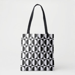 Bolsa Tote Padrão de meio quadrado e círculo geométrico retrô