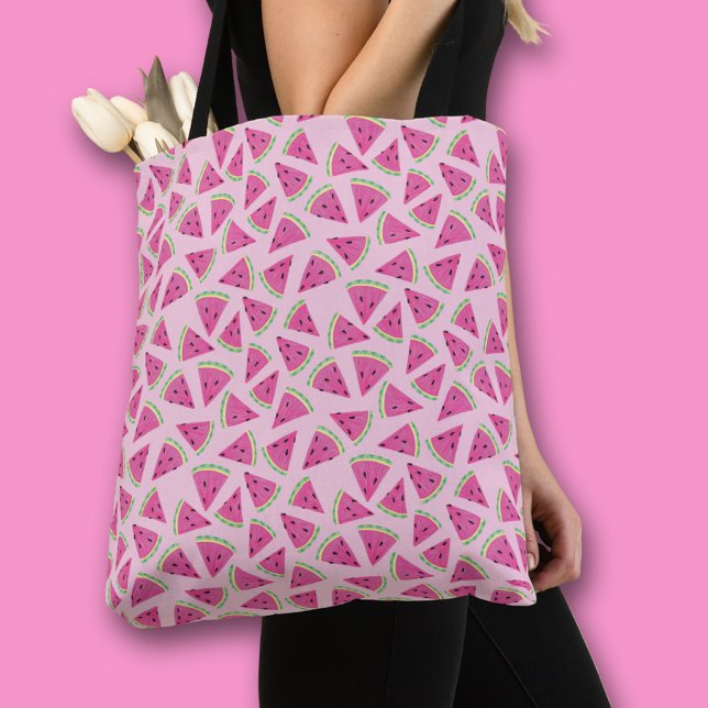 Bolsa Tote Padrão de melancia rosa (Pink watermelon fruit all over print tote bag)