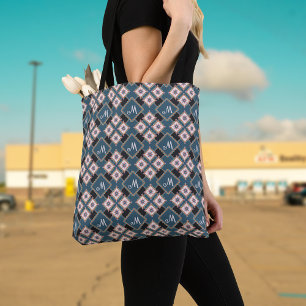 Bolsa Tote Padrão de Monograma Geométrico Moderno