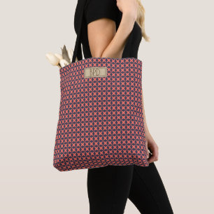 Bolsa Tote Padrão de Monograma Moderno Fofo Tendência em Cora