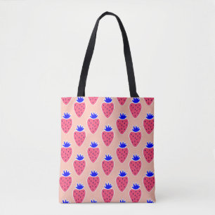 Bolsa Tote padrão de morango abstrato em pêssego.