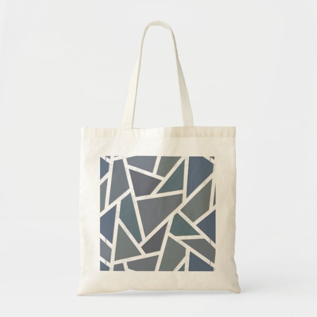Bolsa Tote Padrão de mosaico de cinza azul (Frente)