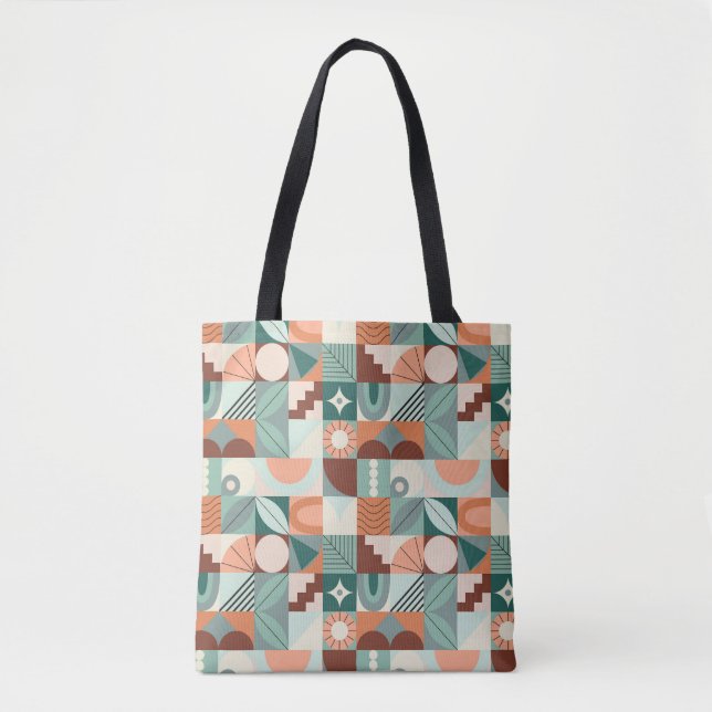 Bolsa Tote Padrão de mosaico geométrico abstrato e contínuo. (Frente)