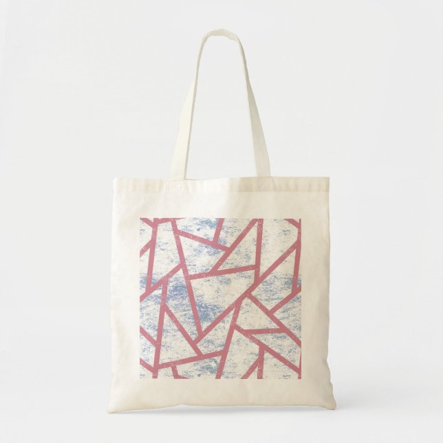 Bolsa Tote Padrão de mosaico rosa e azul (Frente)