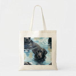 Bolsa Tote Padrão de Natação do Labrador Preto