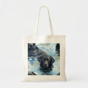 Bolsa Tote Padrão de Natação do Labrador Preto
