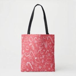 Bolsa Tote Padrão de Natal do Red Doodle - Férias Festivas