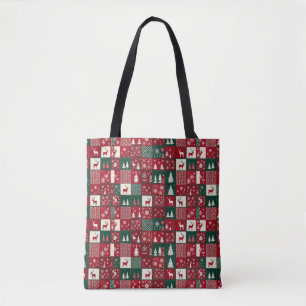 Bolsa Tote Padrão de Natal vibrante