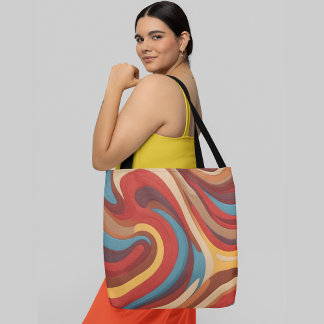 Bolsa Tote padrão de onda abstrato colorido