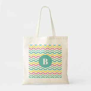 Bolsa Tote Padrão De Onda Colorida Brilhante Monograma
