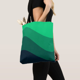 Bolsa Tote Padrão de Onda de Omã Preto Verde