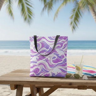 Bolsa Tote Padrão de Onda Violeta