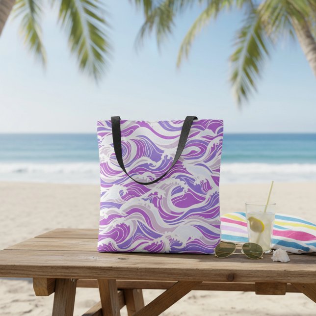 Bolsa Tote Padrão de Onda Violeta (Criador carregado)