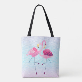 Bolsa Tote Padrão de Ondas de Água Estilizada de Flamingos Co