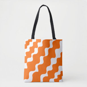 Bolsa Tote Padrão de ondas laranja e branca