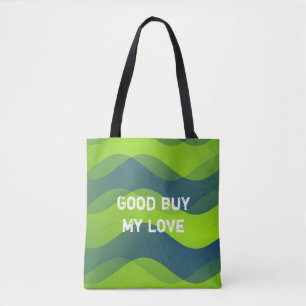 Bolsa Tote Padrão de ondas suaves - azul verde + suas ideias