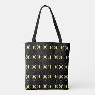 Bolsa Tote Padrão de Oval Preto e Amarelo do Na moda Elegant