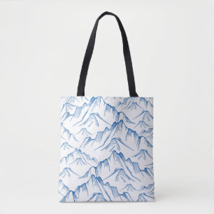 Bolsa Tote Padrão De Paisagem De Montanha Desenhada À Mão.