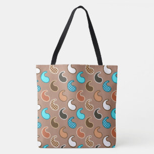 Bolsa Tote Padrão de Paisley Moderno, Taupe, Turquesa e Ferru