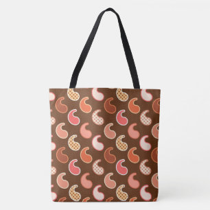 Bolsa Tote Padrão de Paisley Moderno, Tons da Terra, Castanho