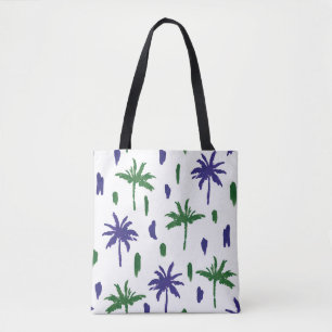 Bolsa Tote Padrão de Palma Verde marinho Azul