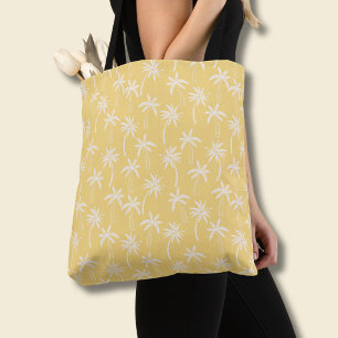 Bolsa Tote Padrão de palmeira tropical amarelo