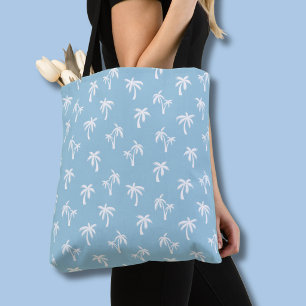 Bolsa Tote Padrão de palmeira tropical bebê azul