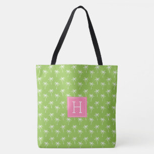 Bolsa Tote Padrão de Palmeiras Monograma Verde