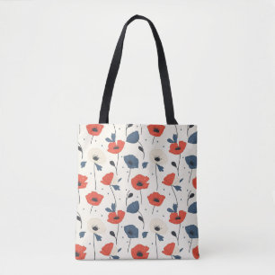 Bolsa Tote Padrão de papilas de aquarela - Vermelho, Azul e B