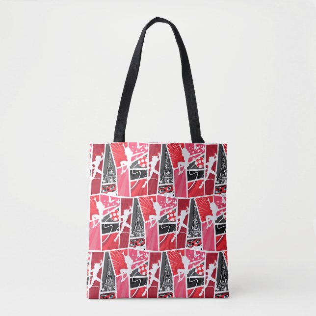 Bolsa Tote Padrão de Paris de Ladybug em quadrinhos milaculos (Frente)