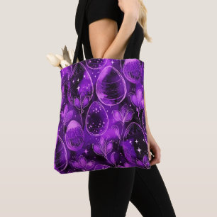 Bolsa Tote Padrão de Páscoa Gótico Roxo