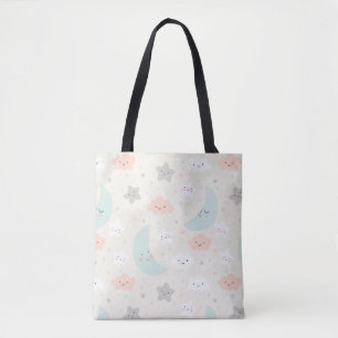 Bolsa Tote Padrão de Pastel Céu Sorridente