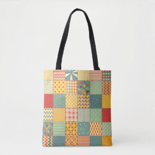 Bolsa Tote Padrão de patch perfeito colorido com abstrato