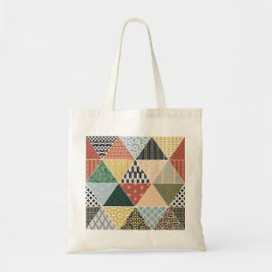 Bolsa Tote Padrão de Patches Coloridos Étnicos Tribais