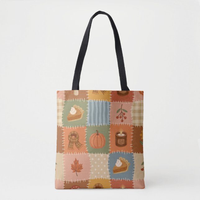Bolsa Tote Padrão de Patchwork de Outono (Frente)