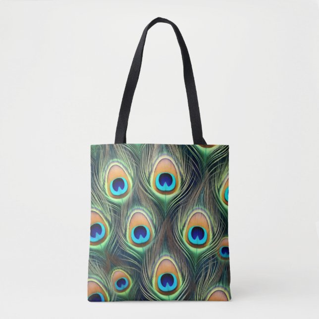 Bolsa Tote Padrão de pavão exótico (Frente)