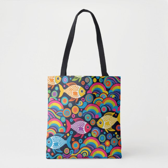 Bolsa Tote Padrão de Peixe (Frente)