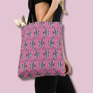 Bolsa Tote Padrão de peixe rosa brilhante