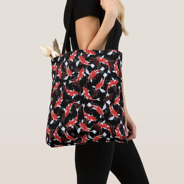 Bolsa Tote Padrão de Peixes Koi Vermelhos (Close Up)