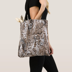 Bolsa Tote Padrão de Pele de Cobra